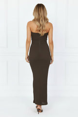 Majestic Heights Strapless Midi Dress Chocolate