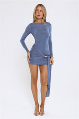 Portrait Of You Long Sleeve Mini Dress Blue