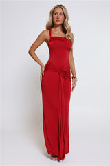Love This Feeling One Shoulder Maxi Dress Red