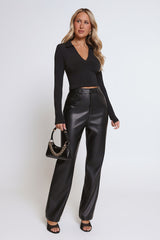 BASE Form Luxe Knit Collared Long Sleeve Top Black