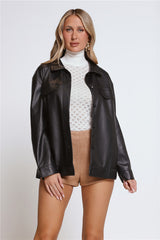 Kendall Faux Leather Shacket Black