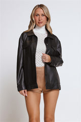 Kendall Faux Leather Shacket Black