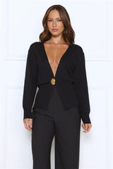 Noir Allure Knit Cardigan Black