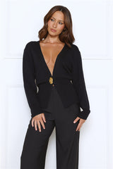 Noir Allure Knit Cardigan Black