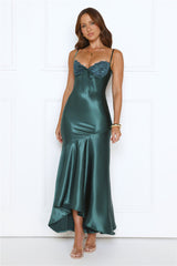 Nightfall Chic Satin Maxi Dress Teal
