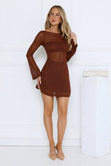 Twilight Mood Knit Mini Dress Brown