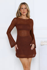 Twilight Mood Knit Mini Dress Brown