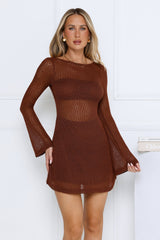 Twilight Mood Knit Mini Dress Brown