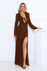 Twinkle Rose Maxi Dress Brown