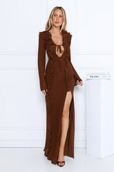 Twinkle Rose Maxi Dress Brown