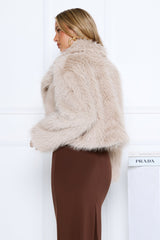 Night Spark Faux Fur Coat Beige