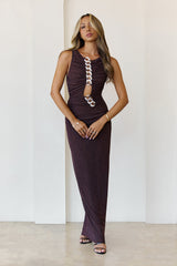Sparkle Chain Jersey Maxi Dress Brown