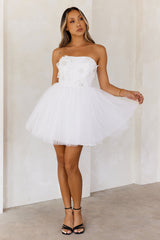 Princess Luxe Tulle Strapless Mini Dress White