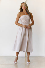 Soft Intentions Halter Mini Dress Beige