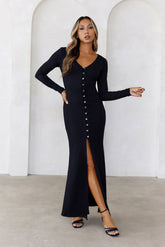 Your Style Guide Long Sleeve Maxi Dress Black