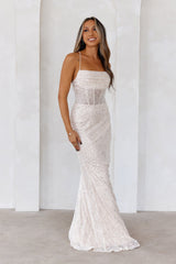 Sparkle Daze Sequin Maxi Dress Cream