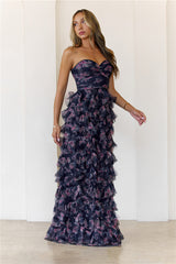 Festival Of You Strapless Tulle Maxi Dress Navy