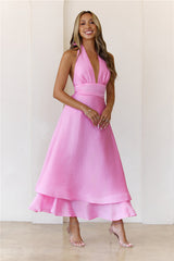 Opal Glow Halter Maxi Dress Pink