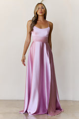 Soaked In Beauty Satin Maxi Dress Rose