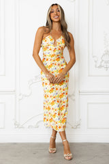 Petals Of Imagination Halter Midi Dress Print