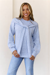 Shoulder Tie Sweater Blue