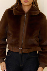Plush Princess Faux Fur Jacket Brown