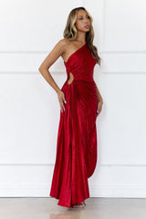 Evening Aura One Shoulder Maxi Dress Red