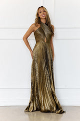 Gold Waterfall Maxi Dress Gold