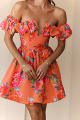 Velvet Rosé Off Shoulder Mini Dress Floral