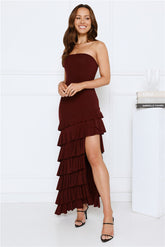 Luxe Reflections Strapless Maxi Dress Brown