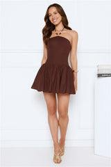The New Romantic Halter Mini Dress Brown