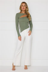 Off To Work Long Sleeve Top Khaki