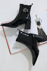 Sevara Boots Black Crinkle Patent