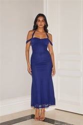 Fashionista Feels Halter Mesh Maxi Dress Navy