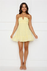Styled For Sunsets Halter Mini Dress Yellow