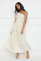 Seashell Moments One Shoulder Maxi Dress Beige