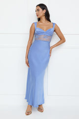 Permission To Party Satin Maxi Dress Blue