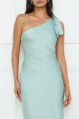 Night Of Distinction One Shoulder Satin Maxi Dress Sage