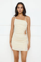 Sandy Escape Linen Blend Mini Dress Beige