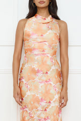 Ocean Spark Satin Maxi Dress Orange