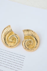 Spiral Seashell Earrings Gold