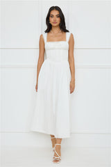 Luxe Serene Midi Dress White