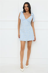 Painted Daisy Mini Dress Blue