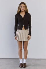 Warm Layers Ribbed Long Sleeve Top Brown