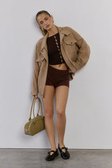 Frosted Nights Ribbed Long Sleeve Top Brown