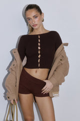 Frosted Nights Ribbed Long Sleeve Top Brown