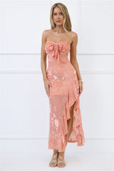Pretty Moods Only Strapless Maxi Dress Peach