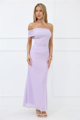 Wild Whimsy One Shoulder Mesh Maxi Dress Lilac