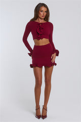 Summer Lush Long Sleeve Crop Top Wine