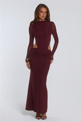 Star Crossed Moment Long Sleeve Maxi Dress Wine